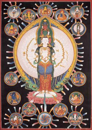 1000 Armed Avalokiteshvara Surrounded By Bodhisattvas And Buddhist Masters